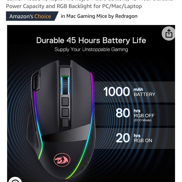 Redragon M991 Wireless Gaming Mouse, 19000 DPI Wired/Wireless Gamer Mouse - Picture 3 of 5